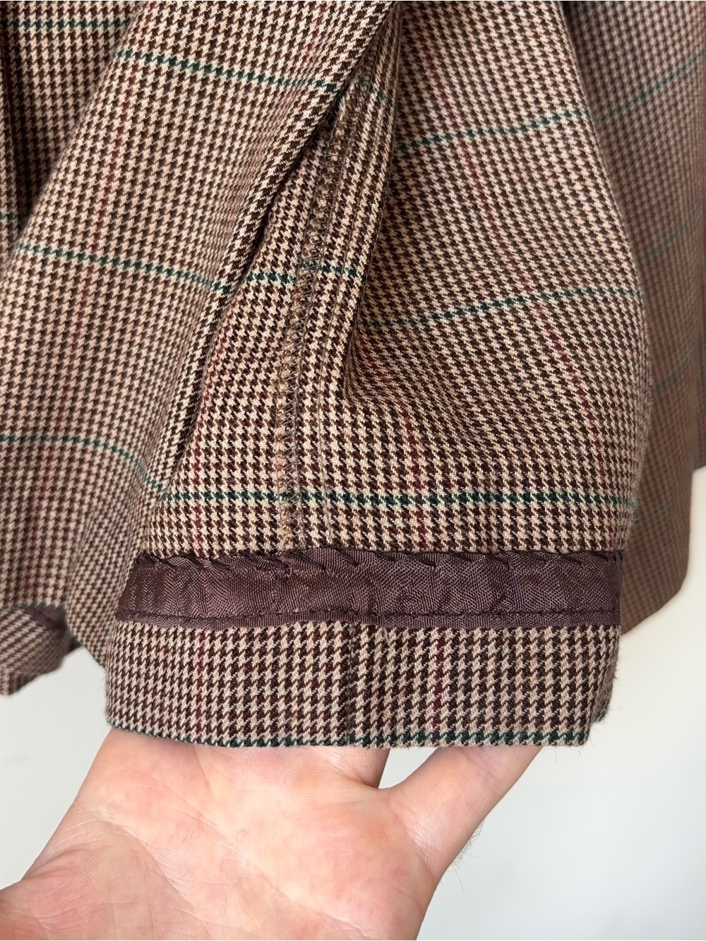 Vintage Ralph Lauren Blue Label 100% Wool Houndstooth Skirt Sz 8 Pleated MiUSA - Picture 14 of 16